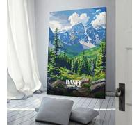POLIUAWS Banff National Park Canada Illustration Artwork for Living Room Bedroom Bedroom Artwork for Wall 16x24inch(40x60cm)