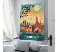 POLIUAWS Barcelona Dreamscape Custom Canvas Wall Art, Custom Canvas Prints Personalized Canvas Picture for Family Pet Wedding Friends Holiday Birthday 24x36inch(60x90cm)