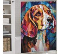 POLIUAWS Beagle Dogs Stained Glass Thicken Durable Polyester Soft Fabric Hotel Shower Curtain for Toile Bathroom Dorm 64.17x70.87Inch（163x180cm）