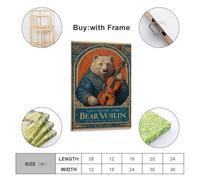 POLIUAWS Bear Violin Masterpiece Grey Wall Art Living Room & Bathroom Decor 12x18inch(30x45cm) Canvas Prints Wall Art