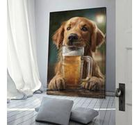 POLIUAWS Beer Buddy Canine's Chill Moment Wall Art for Bedroom Wall Art Canvas Cute Room Decor Ready to Hang 08x12inch(20x30cm)