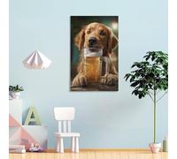 POLIUAWS Beer Buddy Canine's Chill Moment Wall Canvas Art for Bedroom Wall Pictures for Home Living Room Bedroom Decor Artwork 24x36inch(60x90cm)