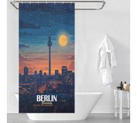 POLIUAWS Berlin, Germany Cityscape at Night Shower Curtains Mould Proof Waterproof Polyester Fabric Modern Fabric Bathroom Decor Set for Bathroom Bathtub Apartment Decor 35.43x70.87Inch（90x180cm）