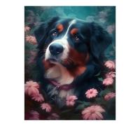 POLIUAWS Bernese Mountain Dog Fable Diamond Painting DIY Full Round Drill Tools Kit Bead DIY Diamond Art Kits Adults for Leisure Time 16"x20"