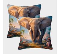 POLIUAWS Beyond The Elephant Print Pillow Case - 2 Pack Pillowcase for Mother With Envelope Closure 40x40cm