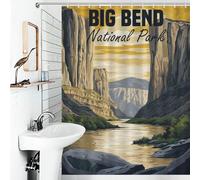 POLIUAWS Big Bend National Park 100% Polyester Fabric Washable Decor Bath Curtains for Shower Bath Curtain Wet Room 53.54x70.87Inch（136x180cm）