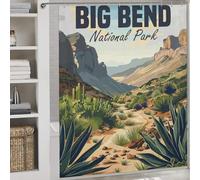 POLIUAWS Big Bend National Park Bath Shower Curtains Mildew Washable Waterproof Cloth Fabric Decor Bath Curtains for Travel Trailer 69.69x70.87Inch（177x180cm）