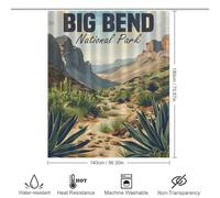 POLIUAWS Big Bend National Park Bath Shower Curtains Mildew with Hooks Waterproof Fabric Bathroom Curtains Modern Art for Toile Bathroom Dorm 56.30x70.87Inch（143x180cm）
