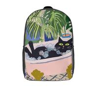 POLIUAWS Black Cat in Bubble Bath -1 Backpack 3D Printed Kids Backpacks Boys School Bag Fashion Bag Travel Backpacks School Bags for Boys Elementary And Middle School Students 17inch