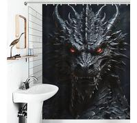 POLIUAWS Black Dragon Anti-Mould Proof Resistant Thicken Durable Polyester Soft Fabric Hotel Shower Curtain for Kids Women Men 53.54x70.87Inch（136x180cm）