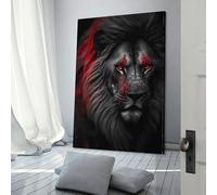POLIUAWS Black Wild Angry Lion Art Canvas Art for Rustic Bath Decor 24x36inch(60x90cm) Wall Art for Living Room