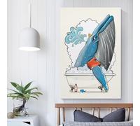 POLIUAWS Blue Whale in The Bath Art Poster Fancy Wall for Living Room Bar Decoration Room Wall Decor Birthday Couple Celebrating 08x12inch(20x30cm)