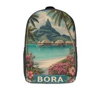 POLIUAWS Bora Island Escape School Backpack for Girls Backpack Water Repellent Casual Daypack Lightweight Rucksack Boy Girl School Backpack for Middle School Students 17inch