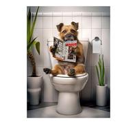 POLIUAWS Border Terrier on Toilet Diamond Painting 5D DIY Crystal Art with Diamonds Gem Art Diamond Painting Kits Adults for Adults Beginner 12"x16"