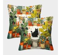 POLIUAWS Botanical Bathroom Bliss Pillow Cases Standard Size Set of 2 Polyester Pillowcase Pillow Covers Soft And Funny 40x40cm