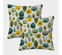 POLIUAWS Botanical Elegance Pillow Case Covers, Pillow Case Set of 2 Throw Pillow With Envelope Closure Covers Polyester 40x40cm