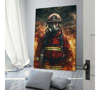POLIUAWS Brave Firefighter in Action -2 Bedroom Wall Art for Rustic Bath Decor Modern Wall Art 12x18inch(30x45cm)
