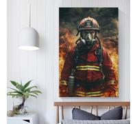 POLIUAWS Brave Firefighter in Action -2 Custom Canvas Prints for Boys Room Girls Room Modern Wall Art 20x30inch(50x75cm)
