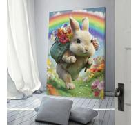 POLIUAWS Bunny's Floral Adventure Wall Prints for Living Room Animals Toilet Wall Art for Gifts Bathroom Home Kitchen Office Decor 16x24inch(40x60cm)