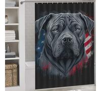 POLIUAWS Cane Corso USA America with Hooks Waterproof Fabric Shower Curtain for Bathroom for Bathroom Wet Room 64.17x70.87Inch（163x180cm）