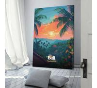 POLIUAWS Canvas Print Wall Art Picture For Home Decor Bali Indonesia Tropical Landscape Illustration Panel Pictures And Artwork Oil The Decoration Art Photo Prints 16x24inch(40x60cm)