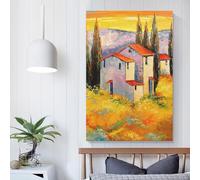 POLIUAWS Canvas Print Wall Art Picture For Home Decor Houses near The Mountains Panel Pictures And Artwork Oil The Decoration Art Photo Prints 16x24inch(40x60cm)