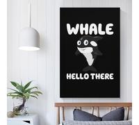 POLIUAWS Canvas Print Wall Art Picture For Home Decor Whale Hello There Panel Pictures And Artwork Oil The Decoration Art Photo Prints 20x30inch(50x75cm)