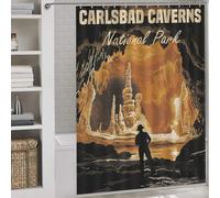 POLIUAWS Carlsbad Caverns National Park Anti-Mould Proof Resistant Thicken Durable Polyester Bathroom Curtains Modern Art for Bathroom with Hooks 64.17x70.87Inch（163x180cm）