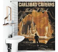 POLIUAWS Carlsbad Caverns National Park Quick Drying Proof Resistant Shower Curtains Set with 12 Hooks for Stalls Bathtubs 53.54x70.87Inch（136x180cm）