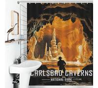 POLIUAWS Carlsbad Caverns National Park Shower Curtain Waterproof Mould with Hooks Waterproof Fabric Modern Fabric Bathroom Decor Set for Bathtub Shower Stall 56.30x70.87Inch（143x180cm）