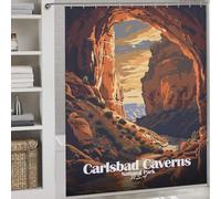POLIUAWS Carlsbad Caverns National Park Shower Curtains Mould Proof Washable Waterproof Cloth Fabric Decor Bath Curtains for Kids Women Men 69.69x70.87Inch（177x180cm）