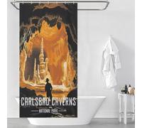 POLIUAWS Carlsbad Caverns National Park with Hooks Waterproof Fabric Decor Bath Curtains for Bathroom Wet Room 35.43x70.87Inch（90x180cm）