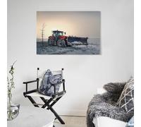 POLIUAWS Case IH Tractor with Snow Plow Living Room Pictures for Walls for Rustic Farmhouse Bathroom Decor Wall Art Canvas 08x12inch(20x30cm)