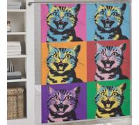 POLIUAWS Cat Andy Warhol Pop Art Bath Shower Curtains Mildew Washable Waterproof Cloth Fabric Decor Bath Curtains for Travel Trailer 69.69x70.87Inch（177x180cm）