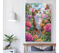 POLIUAWS Cat in Bloom -1 Bathroom Wall Art Canvas Pictures For Teens Game Boys Room Wall Decor 12x18inch(30x45cm)