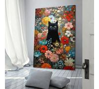 POLIUAWS Cat in Bloom Canvas Pictures for Wall Bedroom Canvas for Living Room Bedroom 20x30inch(50x75cm)