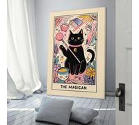 POLIUAWS Cat Magic The Magician Living Room Canvas Wall Art Living Room Canvas Wall Art for Teenage Boys Bedroom 08x12inch(20x30cm)