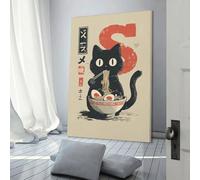 POLIUAWS Cat Noodle Feast -1 Cheap Canvas Print Wall Art Canvas For Home Modern Decoration 20x30inch(50x75cm)