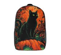 POLIUAWS Cat of The Night Backpacks Kids School Backpack School Bag 3D Printed School Bag for Boys Elementary And Middle School Students 17inch