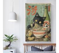 POLIUAWS Cat's Noodle Feast -1 Artwork for Living Room Living Room Canvas Wall Art for Teenage Boys Bedroom 20x30inch(50x75cm)