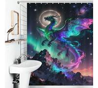 POLIUAWS Celestial Dragon Over Mountains Bath Shower Curtains Mildew Washable Waterproof Cloth Fabric Shower Curtains Set with 12 Hooks for Bathroom with Hooks 56.30x70.87Inch（143x180cm）