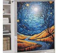 POLIUAWS Celestial Dreams Decor Bath Curtains 100% Polyester Fabric Washable Shower Curtains Mould Proof for Bathroom Wet Room 69.69x70.87Inch（177x180cm）