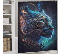POLIUAWS Celestial Galaxy Tiger Fabric Polyester Shower Curtains Set with 12 Hooks for Bathroom Bathtub Apartment Decor 69.69x70.87Inch（177x180cm）