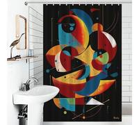 POLIUAWS Celestial Harmony - Dynamic Geometric Abstract Waterproof Polyester Fabric Shower Curtains Set with 12 Hooks for Bathroom Bathtub Apartment Decor 46.85x70.87Inch（119x180cm）