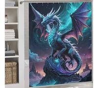 POLIUAWS Celestial Ice Dragon Perched on Astral Peak Shower Curtains Set with 12 Hooks 100% Polyester Fabric Washable Shower Curtains Mould Proof for Bathtub Shower Stall 69.69x70.87Inch（177x180cm）