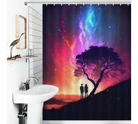 POLIUAWS Celestial Nebula Discovery Bath Shower Curtains Mildew 100% Polyester Fabric Washable Shower Curtain for Bathroom for Bathroom Wet Room 53.54x70.87Inch（136x180cm）