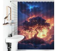 POLIUAWS Celestial Tree of Life Bath Shower Curtains Mildew Washable Waterproof Cloth Fabric Shower Curtains Set with 12 Hooks for Bathroom with Hooks 53.54x70.87Inch（136x180cm）