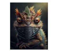 POLIUAWS Chameleons Colorful Face Diamond Painting 5D DIY Full Drill Accessories Tools Kit Diamond Art Kits Adults for Adults Beginner 16"x20"