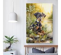 POLIUAWS Charming Puppy by The Stream Prints for Living Room Picture Canvas For Teens Game Boys Room Wall Decor 20x30inch(50x75cm)