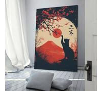 POLIUAWS Cherry Blossom Moon Wall Pictures Living Room Grey Wall Art for Toilet Bathroom Decor 12x18inch(30x45cm)
